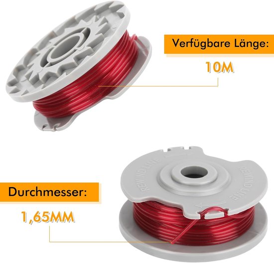 draadspoel 5306-20 geschikt voor Gardena Art. 8844 SmallCut 300 Accu,Art.8845 SmallCut 300, Art.8824 EasyCut Li-18/23 reservedraadspoel 10 m lengte Ø 1,65 mm (6 stuks) — afbeelding 2