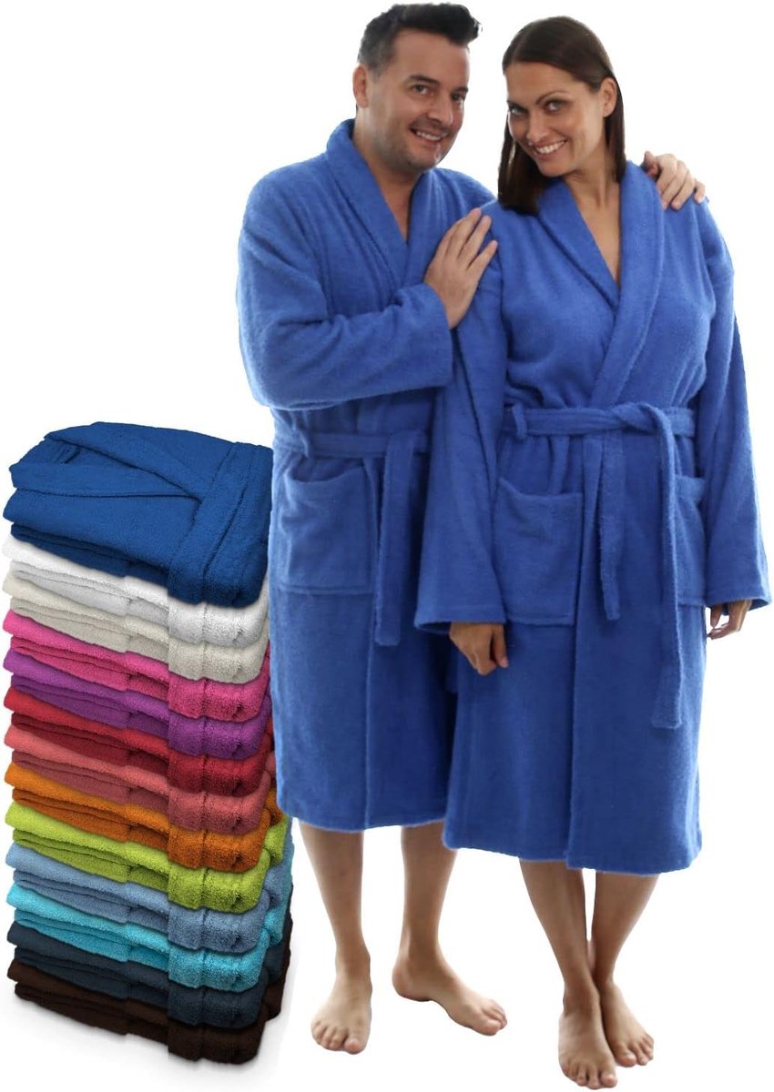 Uniseks badjas voor dames en heren, 100% Amerikaanse badstof, 400 g, met riem, tassen, douche, zachte ochtendjas, handdoek