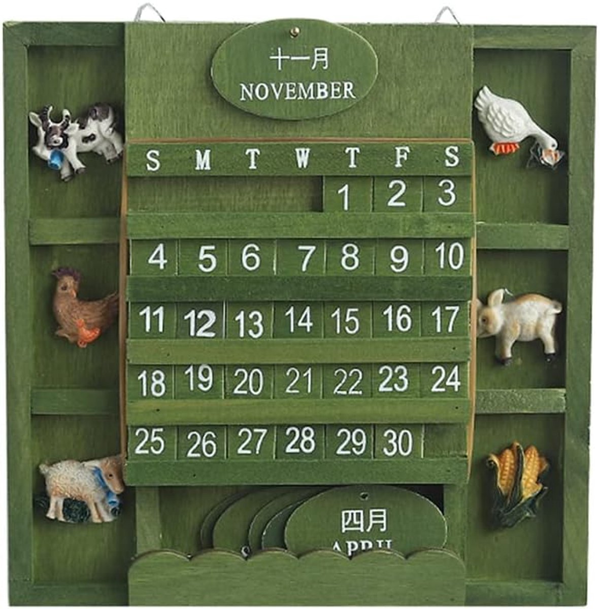 Muur Kalender,Houten Eeuwigdurende Kalender Verjaardag Opknoping Plaque Familie Herinnering Kalender Board-Home Decor Muur Opknoping