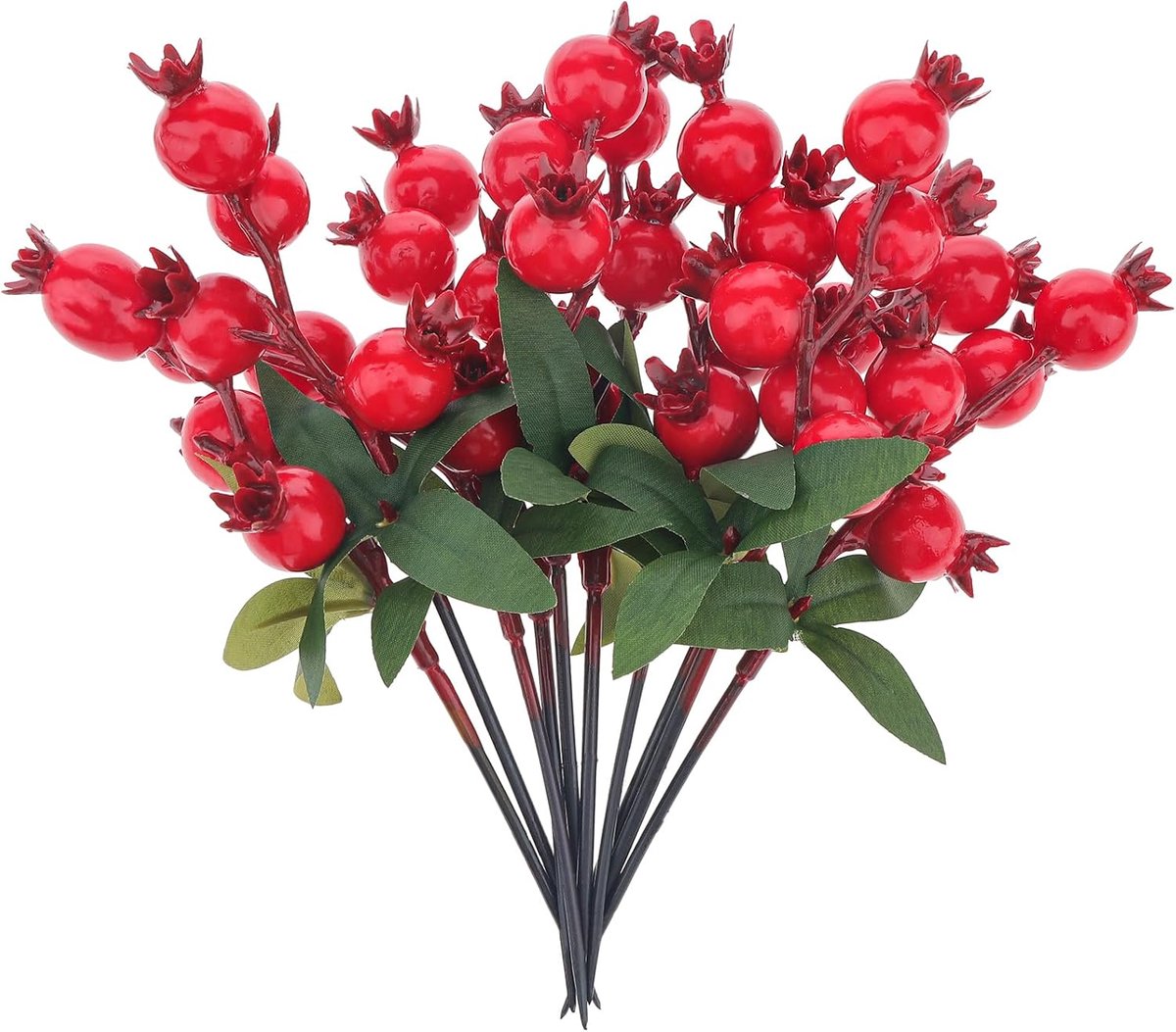 10st Realistische Mini Nep Granaatappel Takken Hulst Berry Steel Kunstmatige Bloem DIY Decoratie Vaas Boeket Home Bruiloft Kerstfeest