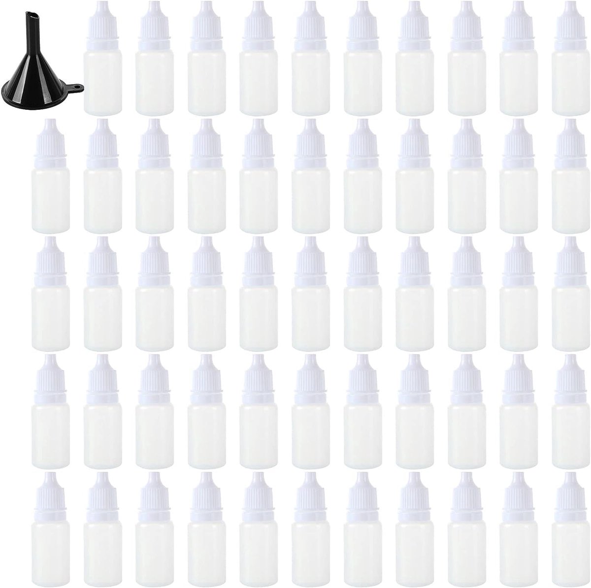 druppelflesjes, 10 ml, lege, knijpbare druppelflessen met druppeldeksel, flexibele vloeistofflessen voor cosmetica, etherische olie, reagentia, 200 stuks