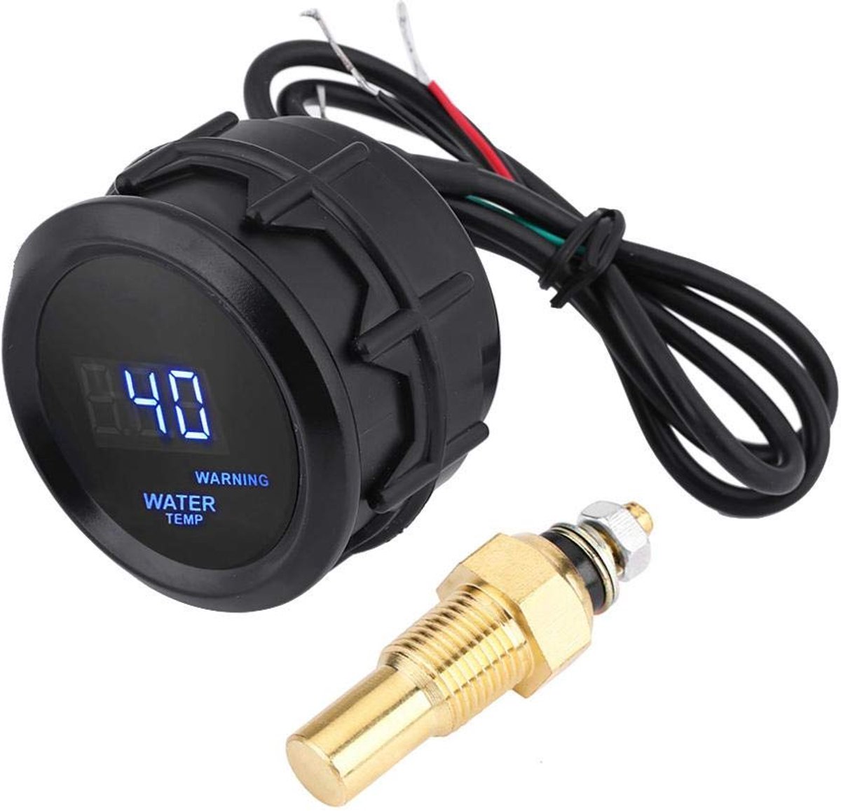 Auto Sensoren, 2 inch 52 mm blauwe LED digitale digitale watertemperatuurmeter kit met temperatuursensor (zwart)