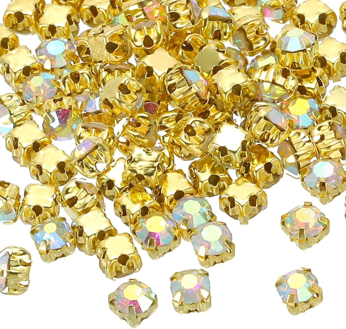 100 Stuks Wit AB 4mm Glas Metalen Platte Achterkant Basis Bloem Klauw Edelstenen Ambachten Naaien Strass