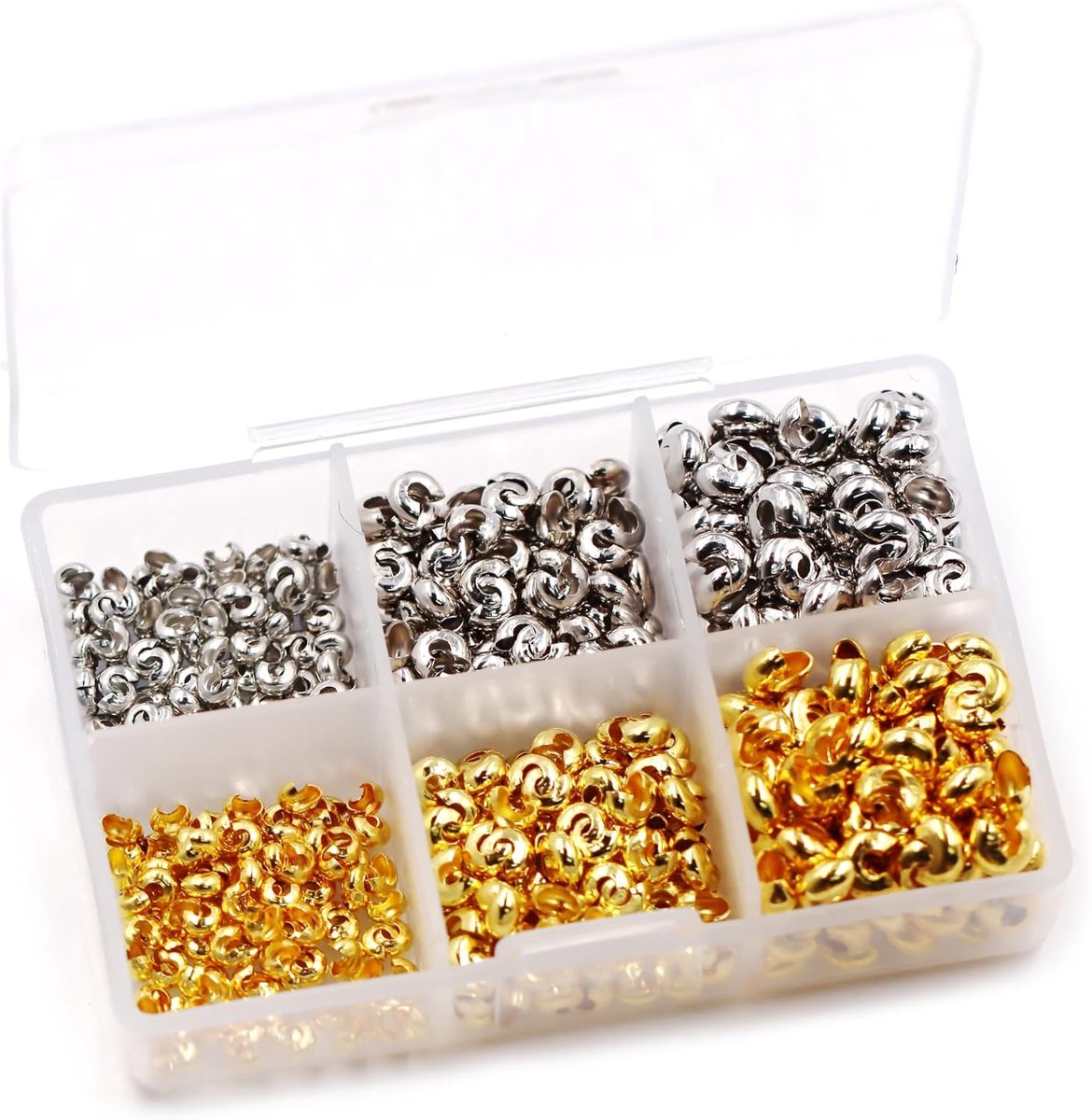 Sieradenonderdelen Crimp Kralen Cover voor Sieraden Ketting Armband Maken 3mm/4mm/5mm elk 200 stukken white gold and 18k gold