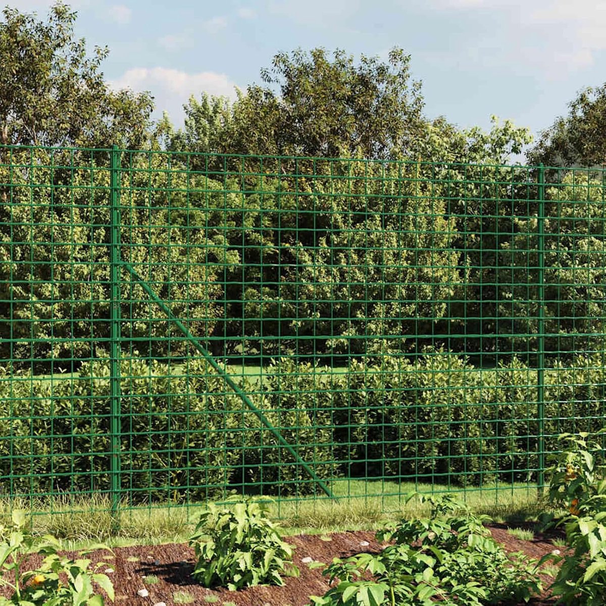 Hek van metaal, groen, 2 x 25 m, verzinkt staal, tuinpoort, buitenhek, buitenomheining, barrière voor cortilev