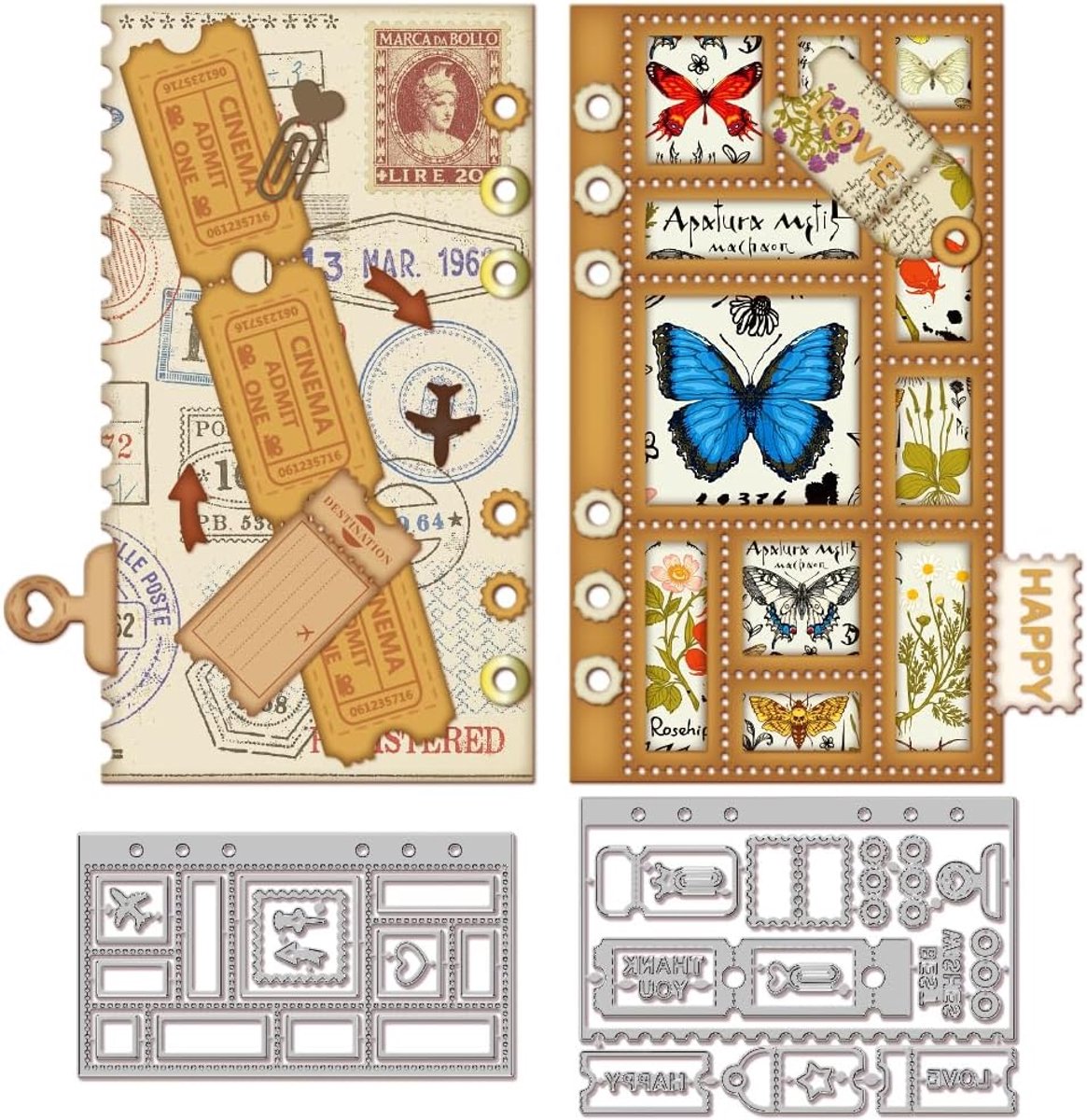 Postzegel Pagina Tickets Snijmallen voor Kaarten Maken Album Binnenpagina Metalen Snijvormen Snijmallen Sjabloon DIY Scrapbooking Embossing Papier Album Craft Decoratie