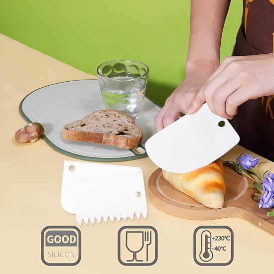 keukenschraper 6-delig set, 22 CM+21CM+15CM deegschraper, naadloos ontwerp uit één stuk voor hoogwaardige deegspatel als bak- en kookhulp — afbeelding 5
