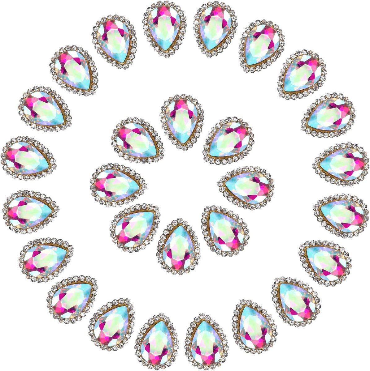 1,3 cm Naai op strass steentjes, 50 Stuks Tranenvormige Kristallen Strass Steentjes Puntrug Edelstenen Metalen Flatback voor Craft Schoenen Jurk Kleding Oorbel Riem Naaien Decoratie, AB Kleur