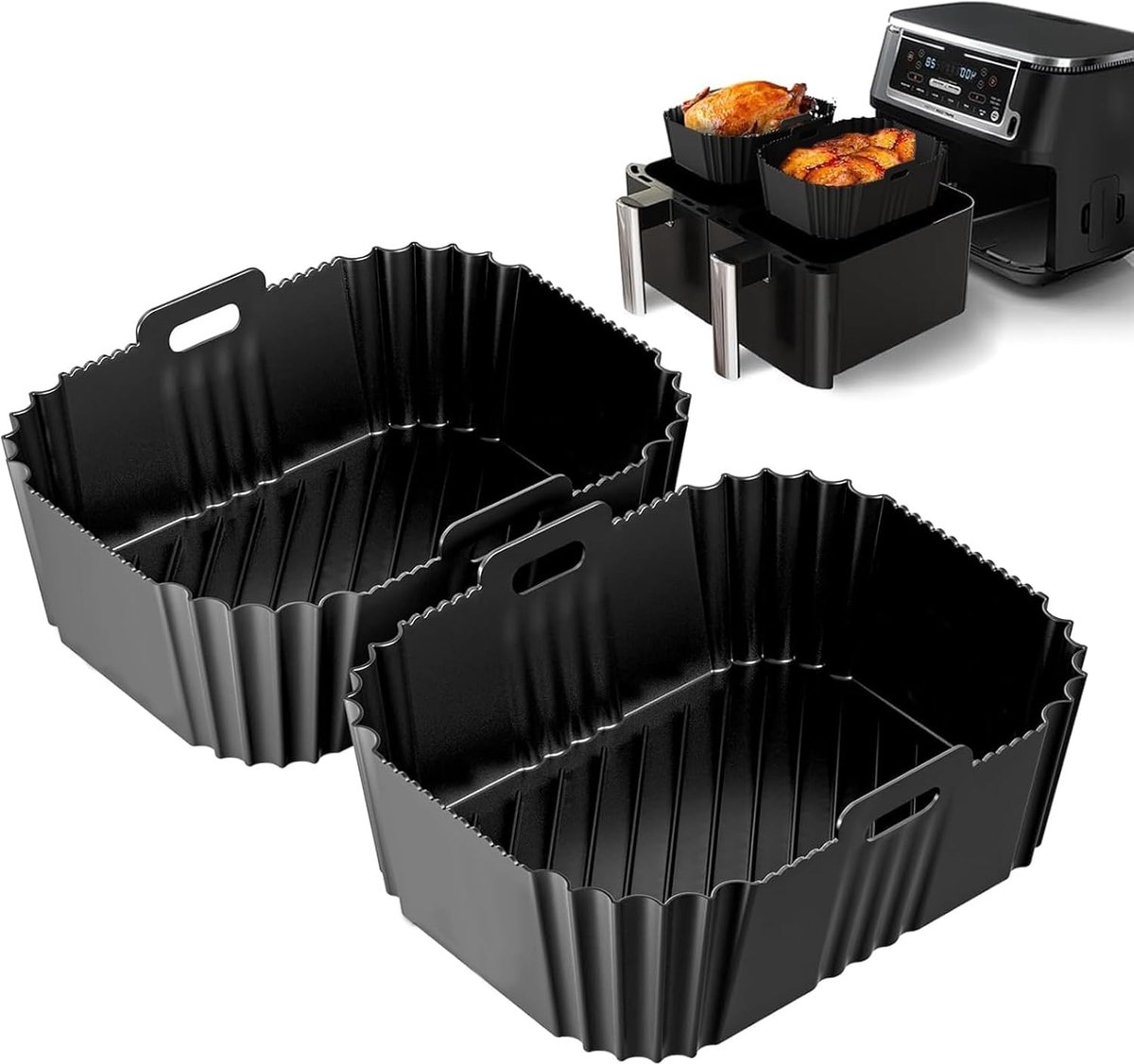 2 verpakkingen Air Fryer vorm voor Ninja Double Stack XL friteuse zonder olie SL400EU, herbruikbare siliconen bakvorm, Air Fryer accessoires voor Ninja Foodi AF400EU AF300EU Double Stack SL400EU 9,5 l