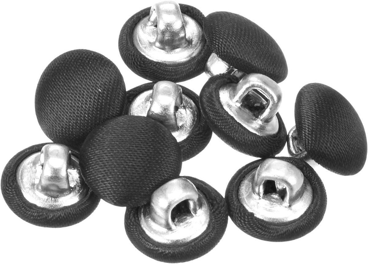 Knopen om op te naaien, metalen schacht, 10 mm gecoate stof voor jurken, blouses, truien, antracietgrijs