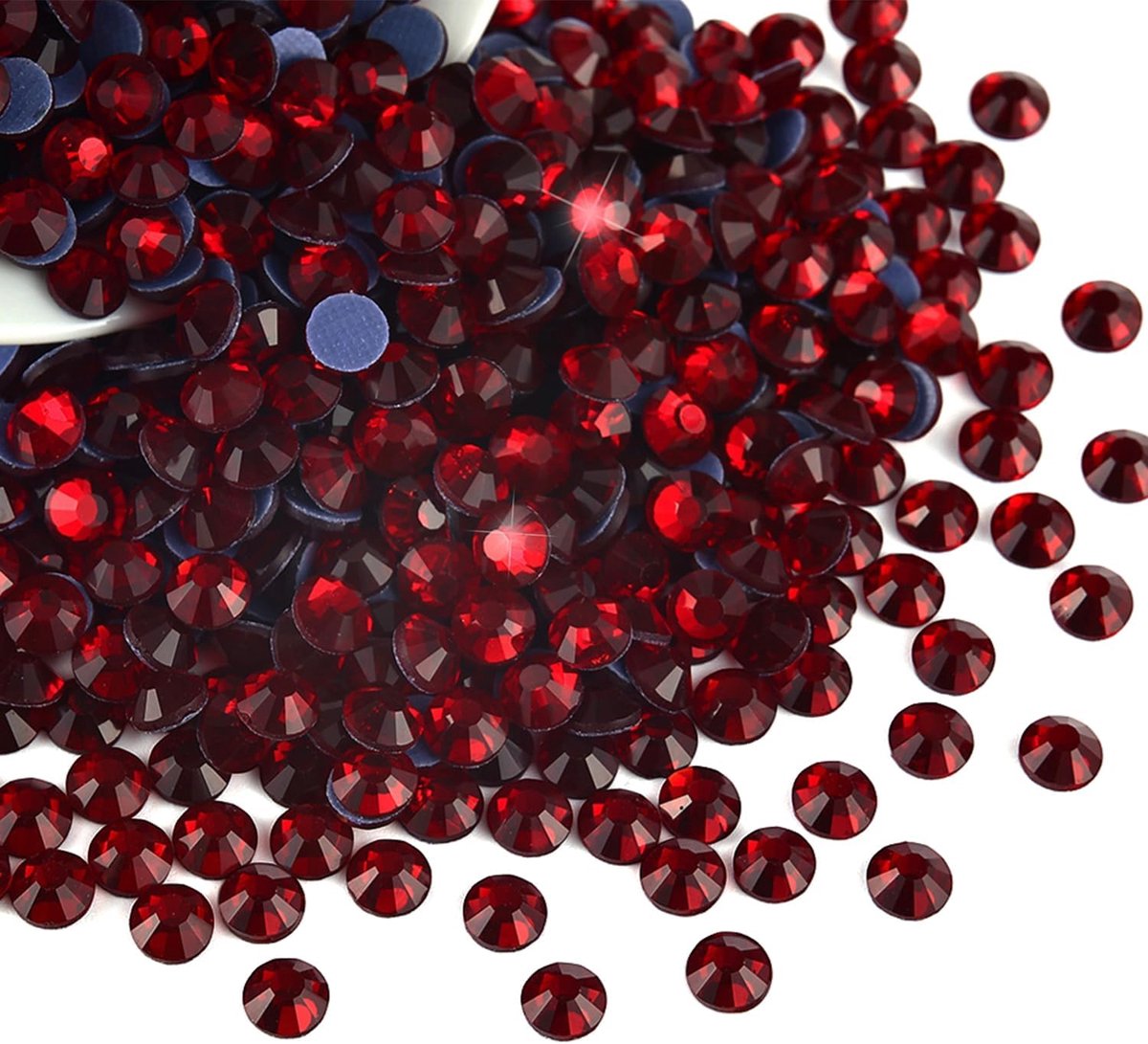 1440 stuks hotfix strass-steentjes, SS20, donkerrode steentjes, 20 kleuren, 4 maten, ronde glazen steentjes voor kleding, schoenen en doe-het-zelf werkstukken (donkerrood SS20)