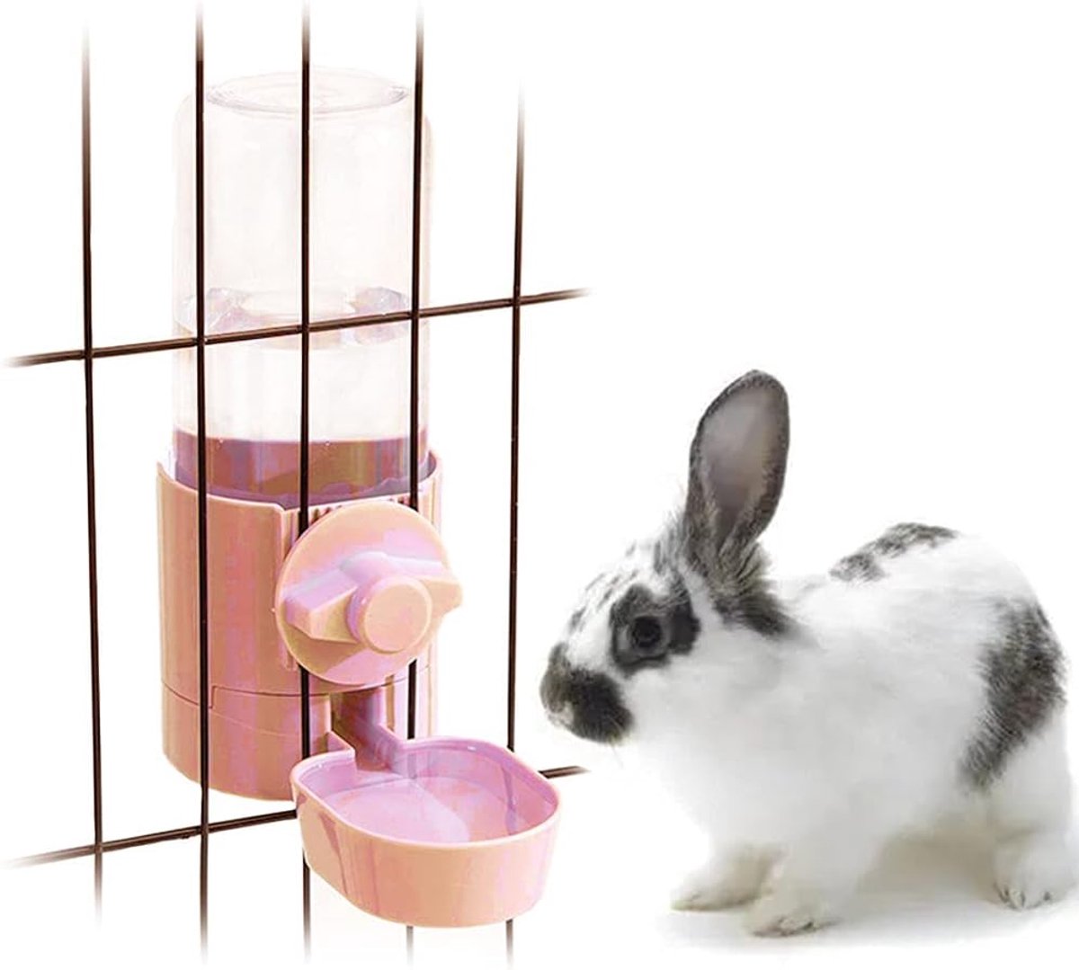 Waterfles voor kooi, 500 ml, hazen, geen druppels, automatische waterdispenser om op te hangen, voor kleine dieren, cavia's, hamsters, chinchilla, fretten, konijnen