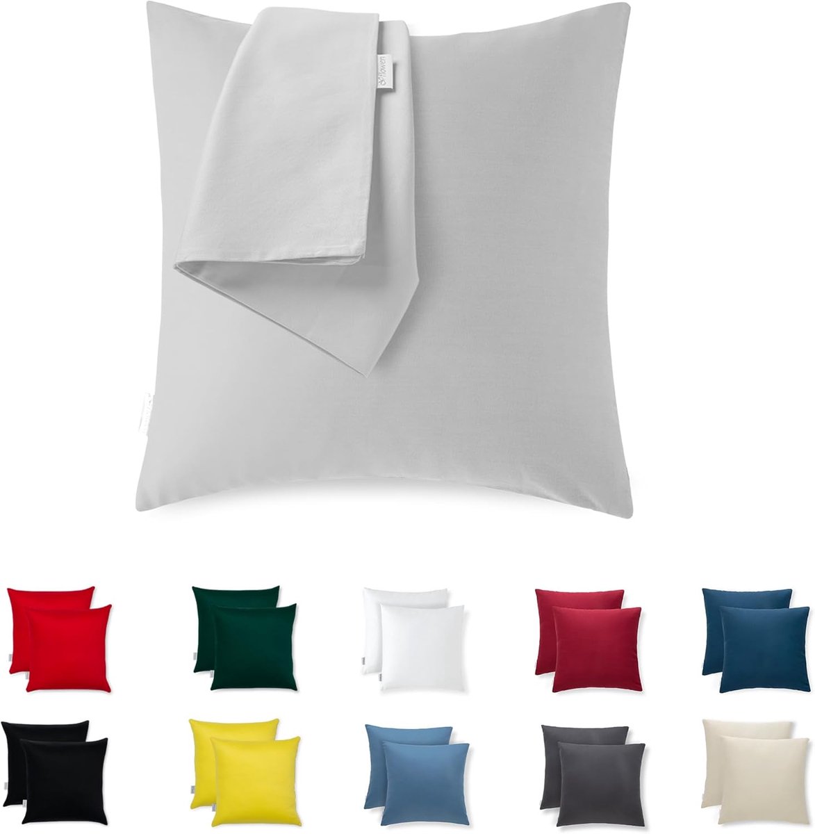 Kussenhoezen Set van 2-80x80 cm Sierkussenhoes Bank & Bed - 100% Polyester Microvezel - Met Rits - OEKO-TEX - Hypoallergeen Ademend Machinewasbaar - Lichtgrijs