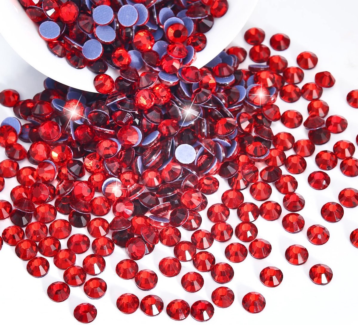 1440 Hotfix Strass SS20, 20 Kleuren, 4 Maten, Ronde Glazen Steentjes Voor Kleding, Schoenen en Doe-Het-Zelf Werkstukken (Rood-SS20)