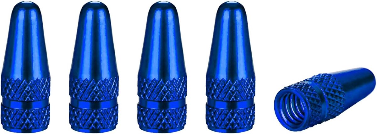 Aluminium stop voor fietsventiel, blauw