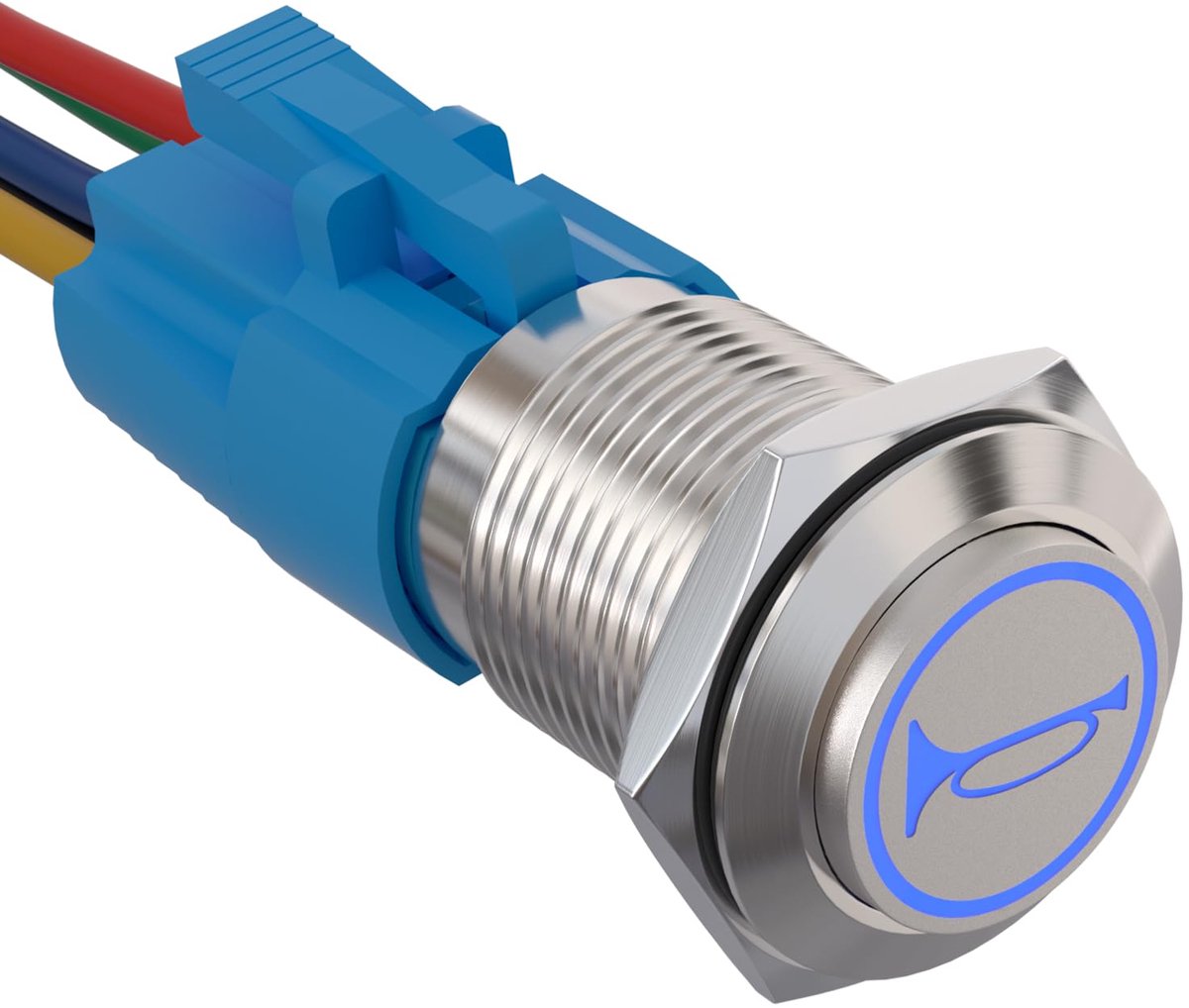 19 mm Momentane Hupentaste, 12V, drukschakelaar met LED, waterdicht Momentane Hupentaste, drukknop schakelaar met voorbekabelde stekker, auto, RV, vrachtwagen, boot, AAN/UIT-hupentaste