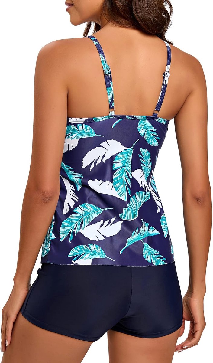 2 Stuk Tankini Badpakken Volant Gedrukt Top Met Boyshorts Plus Size Badmode Badpak