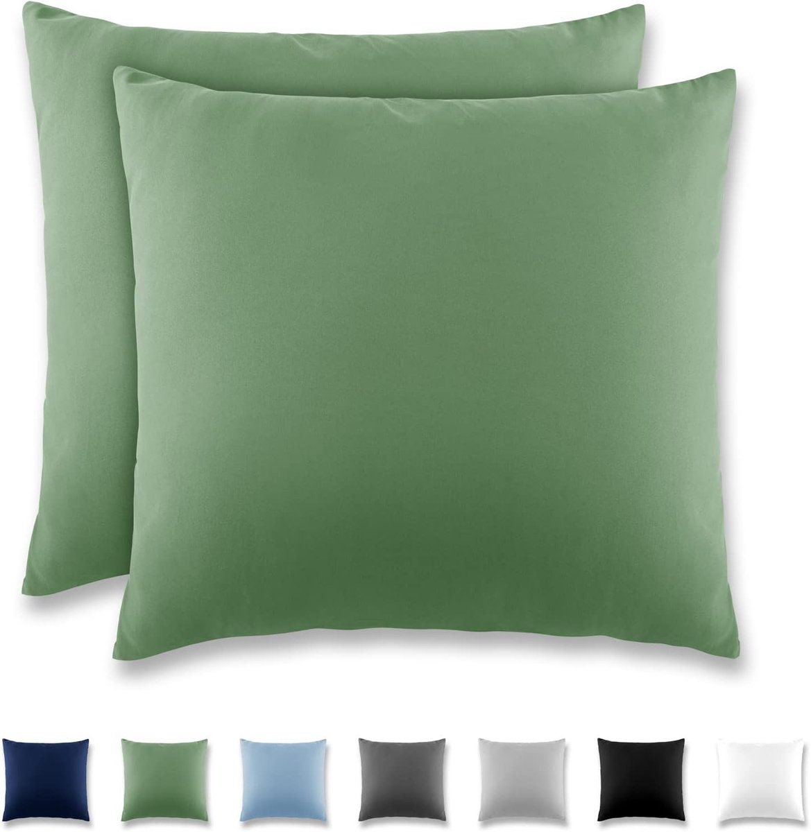 Kussensloop 80x80 cm - Set van 2 hoofdkussenslopen - Microvezel kussenhoes voor kussens, hoofdkussenslopen met lipvergrendeling, 80x80 Pillow Case - Grasgroen