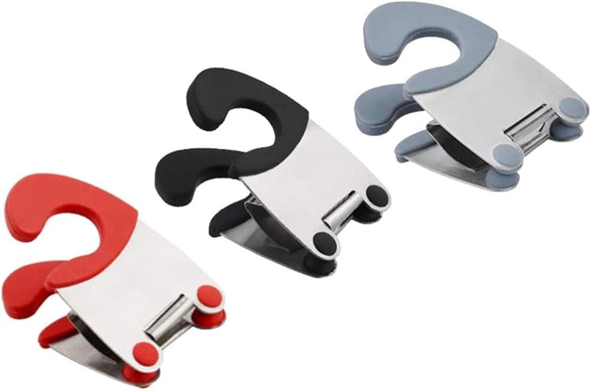 3 stuks roestvrijstalen potclip, anti-verbrandingslepels, houderclips, siliconen en roestvrij staal, anti-verbrandingsgreep, eenvoudige pot, vaste klem, keukenaccessoires, gereedschap