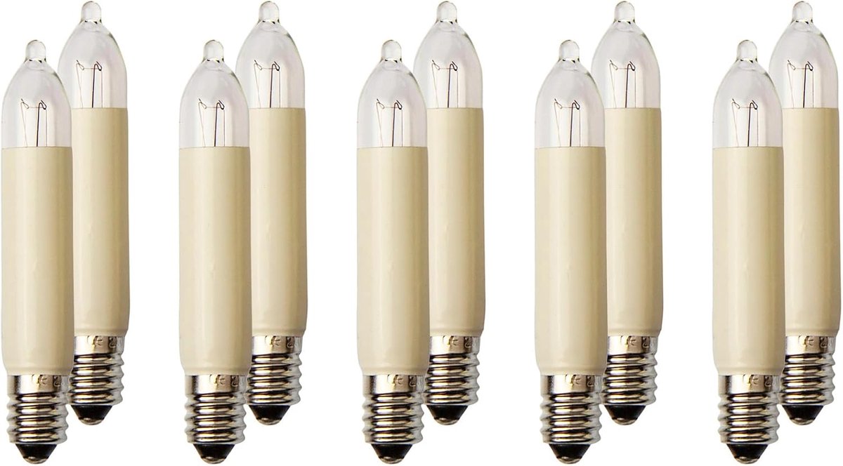 hellum Reservelampjes voor lichtboog, 10 stuks, 23 V, 3 W, kleine schachtkaarsen voor lichtboog, voor reservekaarsen, lichtketting, binnen en buiten, met 10 branderpunten, ø10 mm, E10/23 V/3 W/22