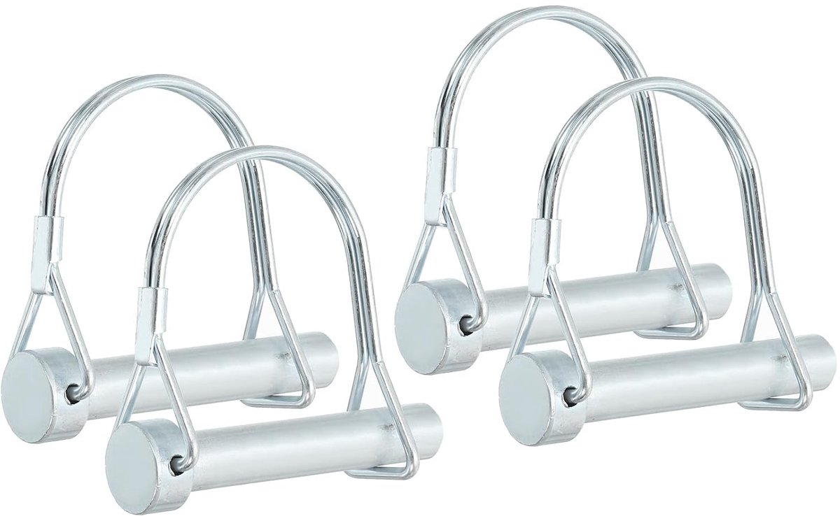 Koppelingspen voor aanhanger, 2/5 x 2 inch, 4 stuks draadvergrendeling, boom, veiligheid, ronde pennen voor landbouwaanhangers, gazonbevestigingen (10 x 50 mm)