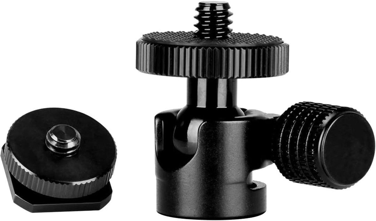 koolehaoda 1/4 Mini BallHead & Hot Shoe Mount Adapter Voor Camera Video Licht Statief Monopod (1/4 Ball Head)