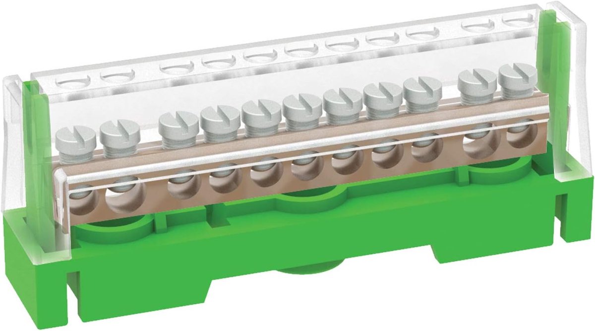 T1611A grondklem voor potentiële verbindingen met deksel, met messing stang met 11 gaten