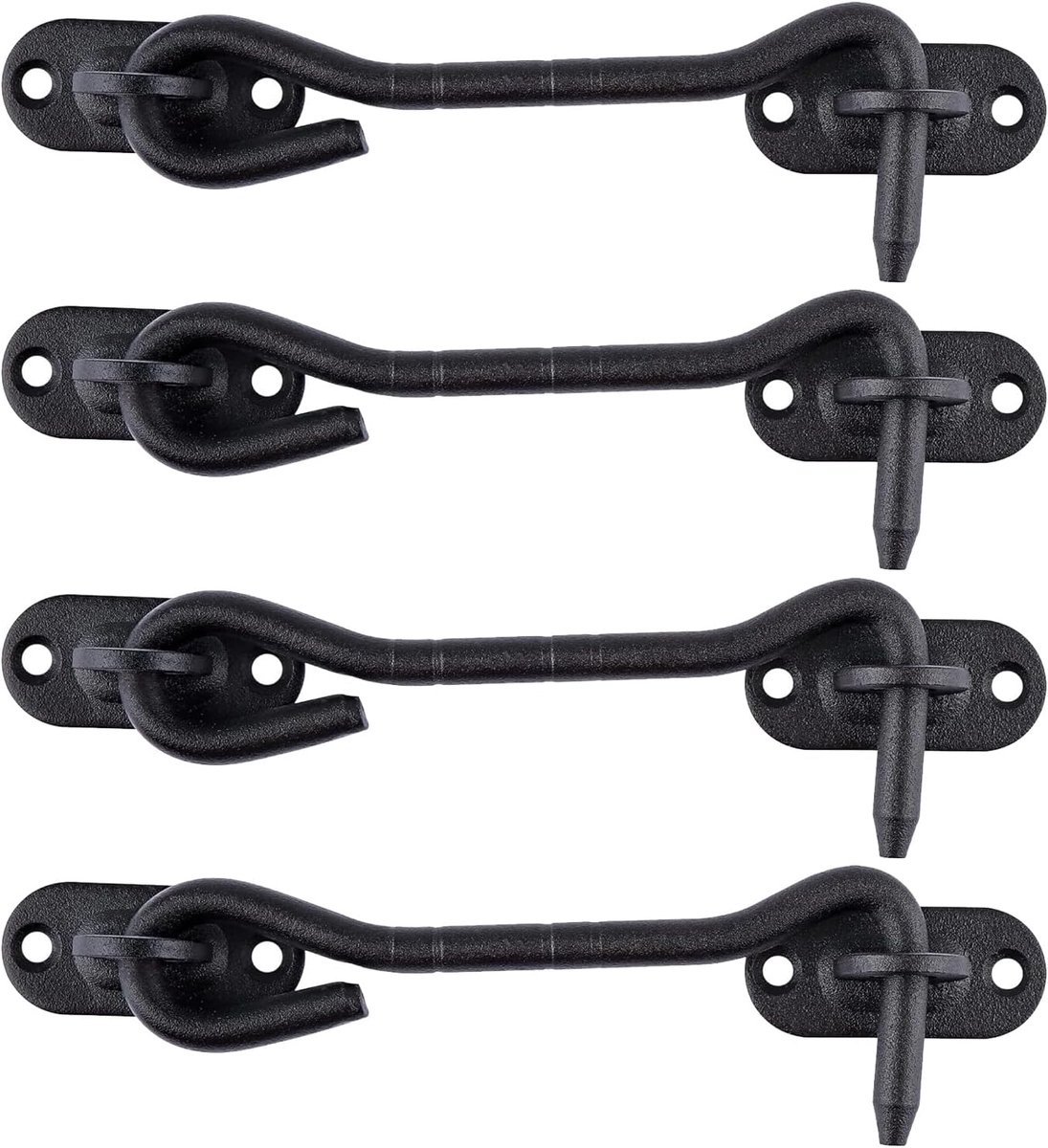 Roestvrij Stalen Huthaak 104 mm Poortklink Deurbout Deurslot voor Schuifdeur Kast Venster Schuur Tuin Hek Deuren Zwart Set van 4 stuks