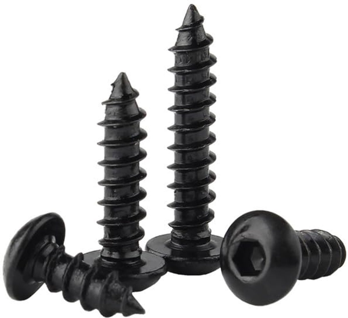 x 16mm 20 Pcs Koolstofstaal Ronde kop Intern Zeskant Zelftappende schroeven Pan hoofd Puntige staart Zelfborende Houtschroeven