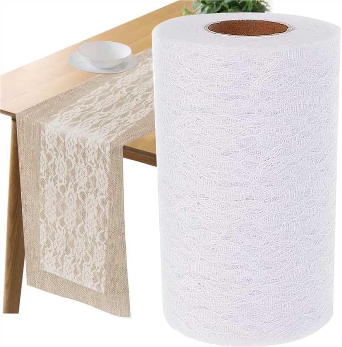 kanten tafelkleed 15 cm x 22 m, tafelloper, kanten tafelkleed, kant borduurwerk, tafelloper, tafeldecoratie, kant ​rol, voor ceremonie, festival, evenement, tafel, bruiloft, decoraties (wit)