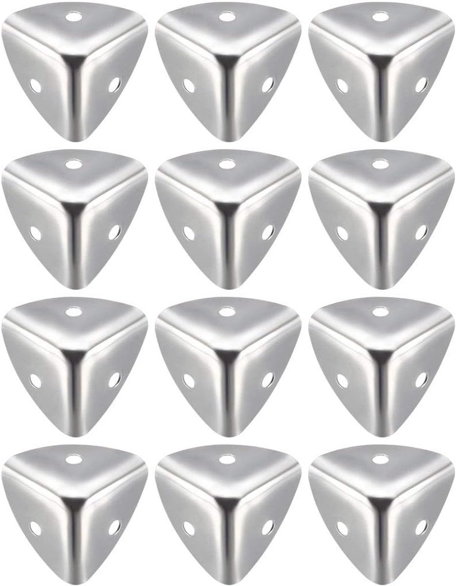 sourcing map Kistenbescherming box randbescherming metaal 25x25x25mm (12 stuks) zilverkleurig