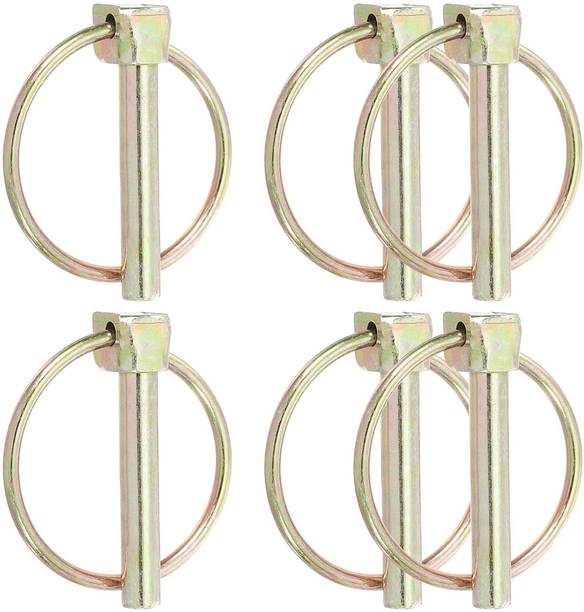 Vergrendelingsbouten, 1/4 x 1,38 inch, set van 6 stuks, assortiment, pennen, vergrendeling voor as, pennen, hardware met ring voor aanhangers, landbouwtractoren (6 x 35 mm)