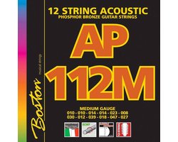 Boston AP-112-M snaren set 12-snaar acoustic, phosphor bronze, medium, 010-010 014-014 023-008 030-012 039-018 047