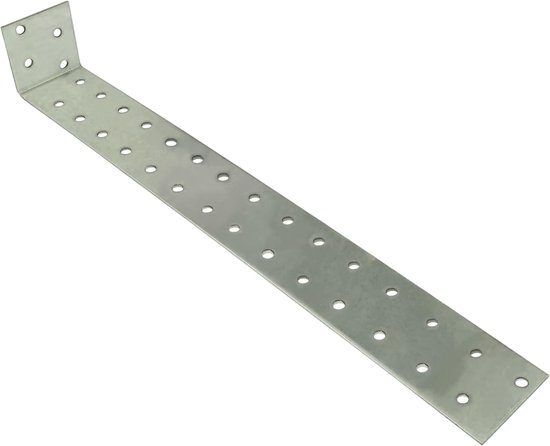 C58838 - set met 2 houders verankering voor houten frame 300x40x40x2mm - met 33 ronde gaten - van verzinkt staal Z275 - kleur zilver — afbeelding 2