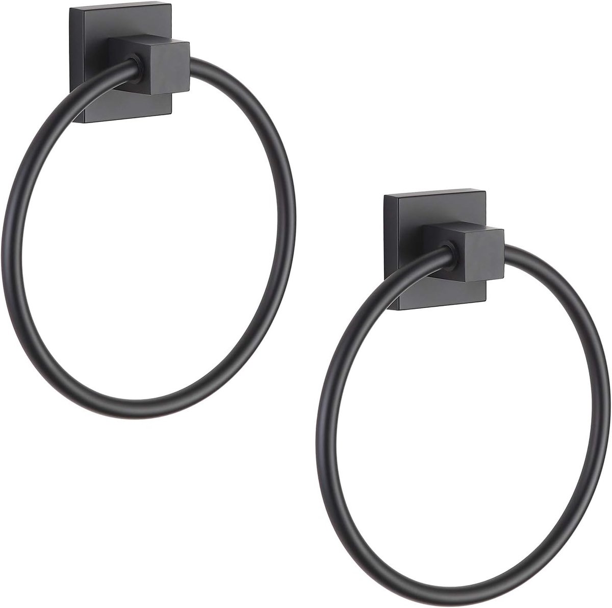 Handdoekring Zwart, Handdoekhouder Ring Hanger voor Badkamer Keuken, Metalen Ronde Handdoekhouder Wandmontage Handdoekenrek, 2 Pack 206322