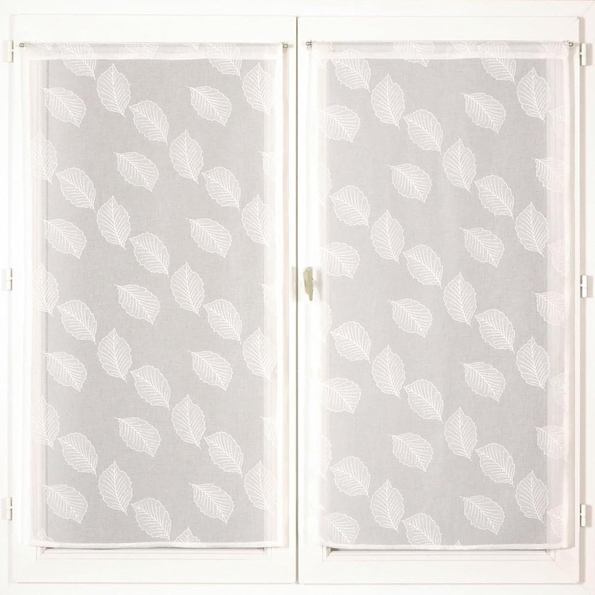 Ciel 1 paar bedrukte gordijnen, 50% gerecycled polyester, met stangdoorvoer, klaar om op te hangen, wit, 2 x 60 x 160 cm