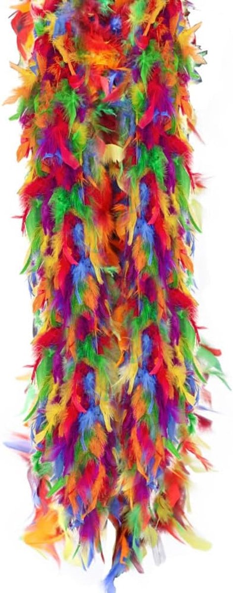 Franjes van veren, natuurlijke kalkoenveren, boa van kleurrijke veren, doe-het-zelf decoratie, franjes van veren voor kleding en handwerk, hangende slinger voor carnaval, Kerstmis, kerstboomaccessoires