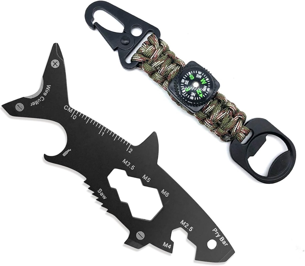 15 in 1 Multi Tool EDC-zak multitool draagbare roestvrij staal outdoor survival tool gadgets zaag schroevendraaier draadsnijder flesopener met paracord karabijnhaak sleutelhanger voor kamperen