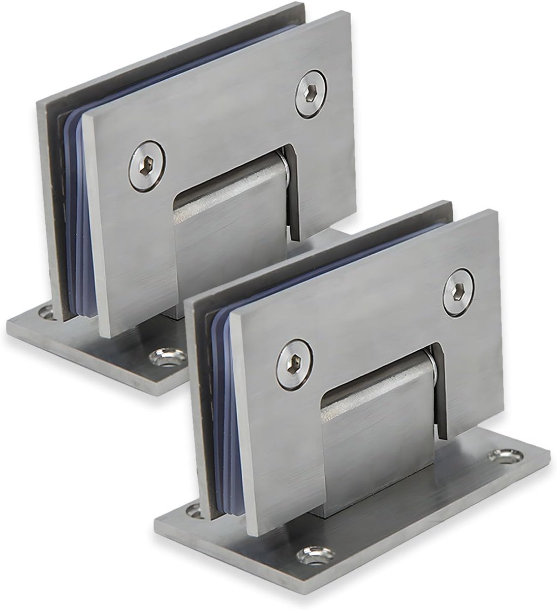 deurscharnier, roestvrij staal 8-12 mm dik glas 90° roestvrij staal badkamerclip, openen en sluiten scharnier voor glazen deuren, vitrines, kastdeuren (2 stuks)