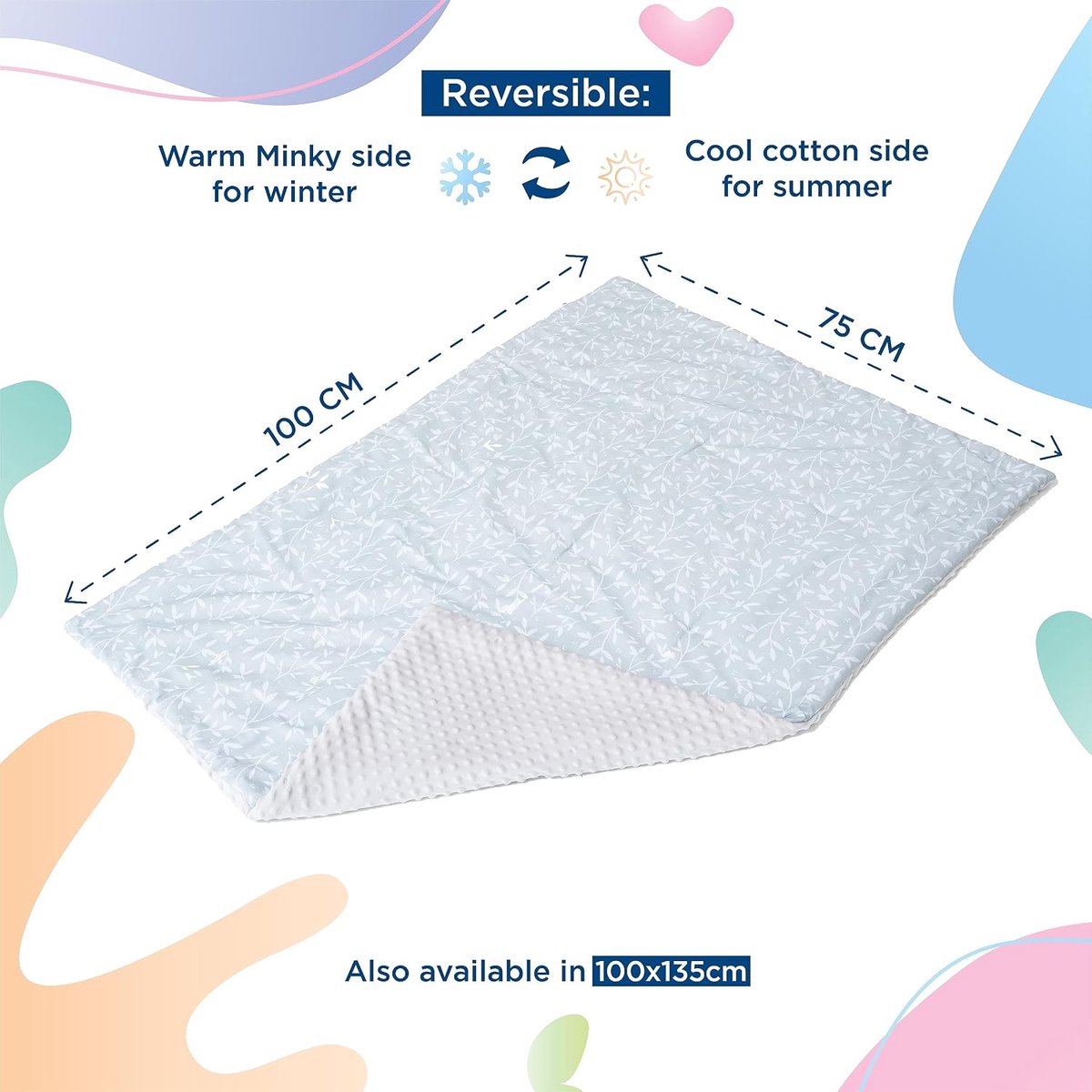 Blanket 75x100 Cm- Zachte Babydeken Van Minky Katoen Oeko Tex - Ledikant Deken - Polyester Vulling Quilt - Baby Swaddle - Bed Plaid Voor Kinderkamer - Baby Dekbed - Wiegdeken - Cotton Blanket