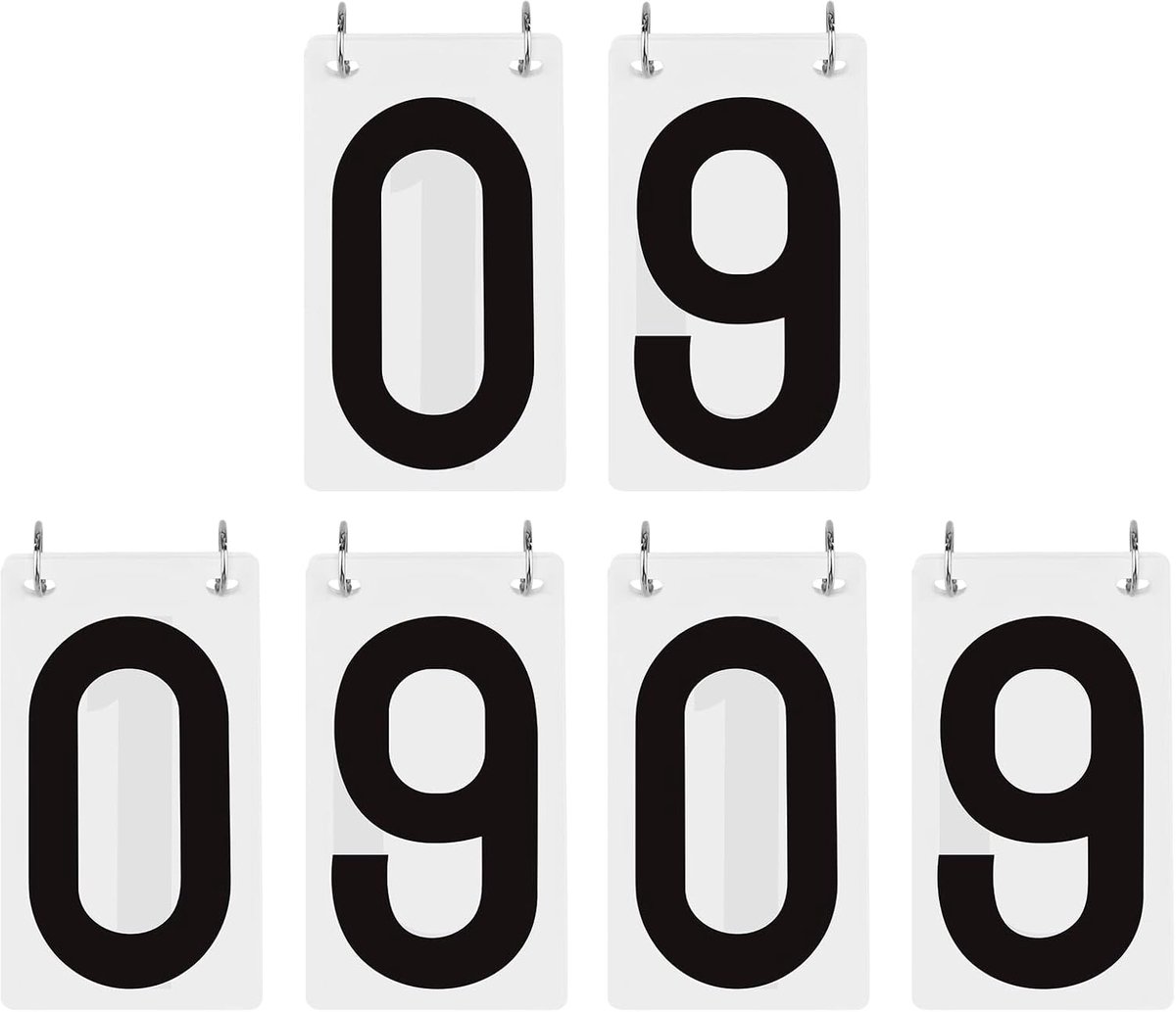 6 Sets Score Reporter, 3-1/8 x 5-1/2 Inch Nummer Flip-over voor Scorebord 0-9