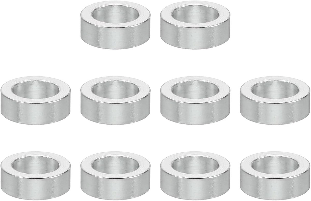 M5 Aluminium Spacers, 10 Stks Metalen Spacer Aluminium 5.2mm ID x 8mm OD x 3mm L Aluminium Spacer Schroef Standoff Ronde voor 1/5 "of M5 Schroefbouten