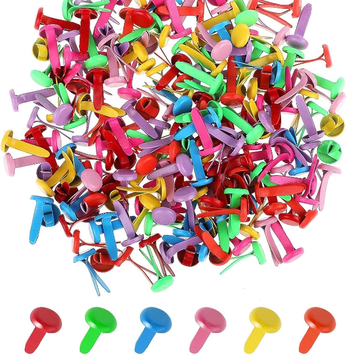 200 stuks drukknopen van papier, meerkleurig, scrapbook, rond, voor knutselwerk, scrapbooking