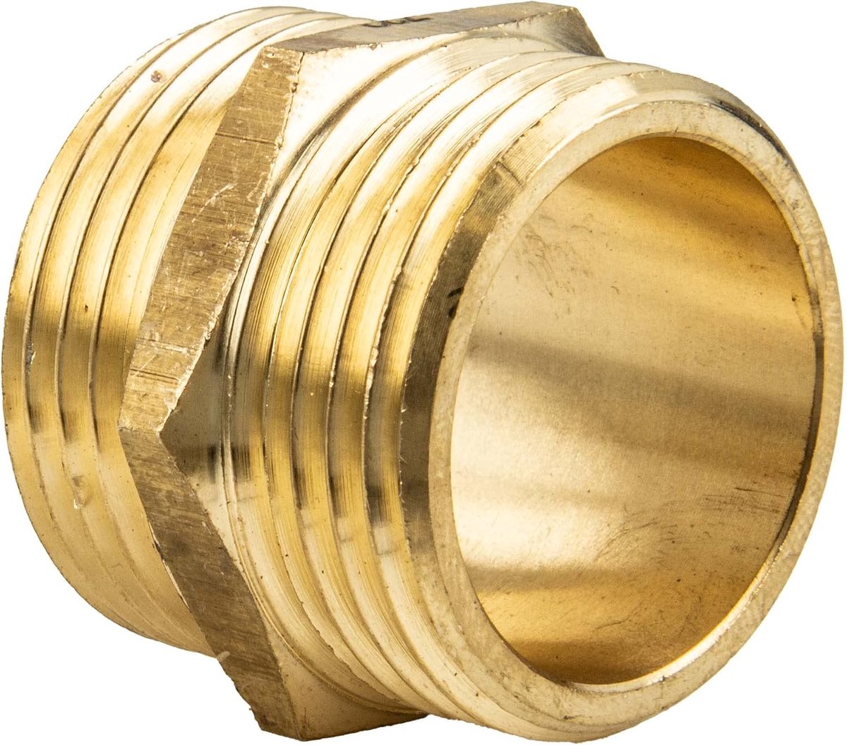 Nippel dubbele nippel messing blank beide zijden buitendraad 1 1/4 (5/4) inch