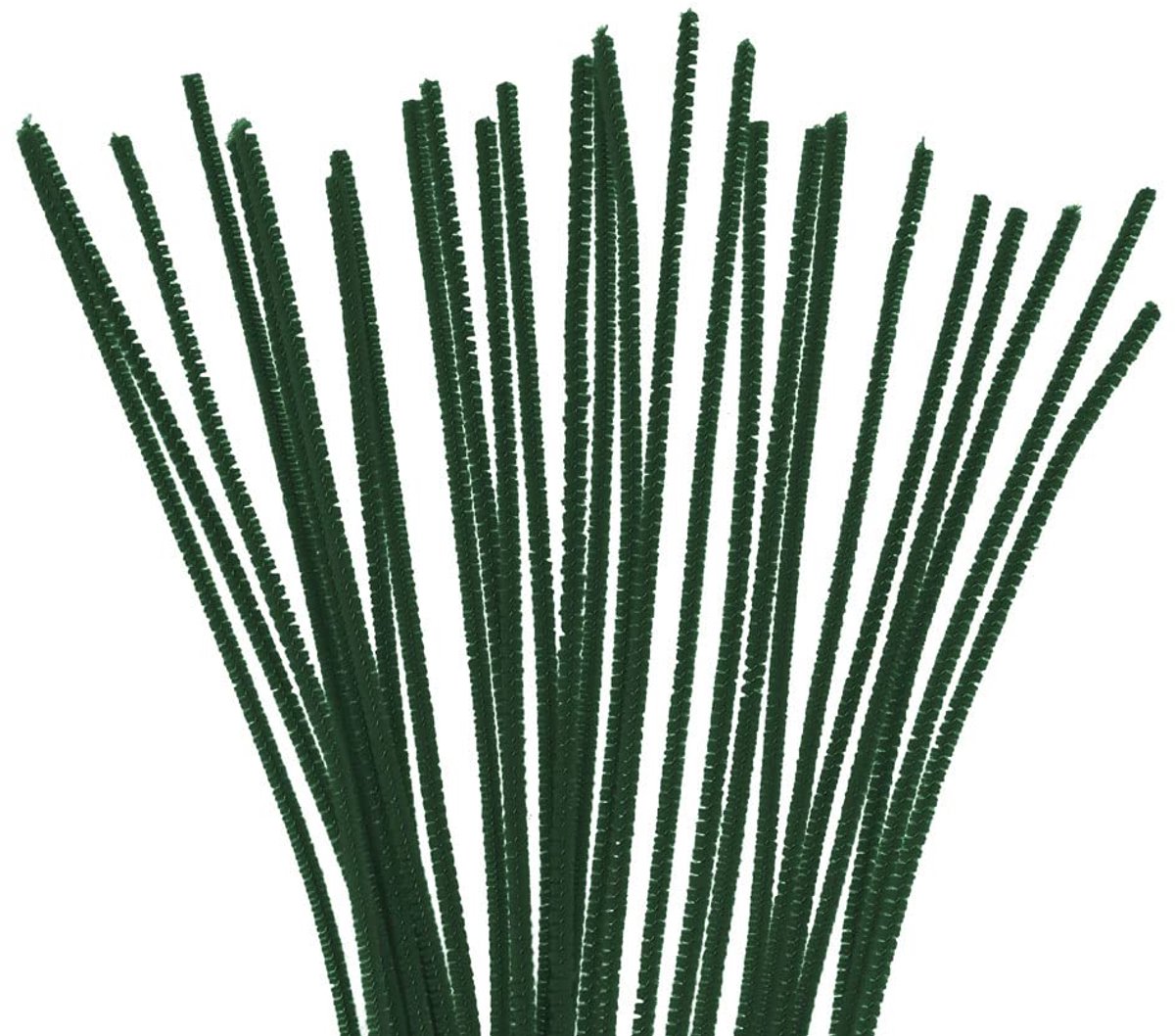 chenille, groen, 4 x 30 cm. 50 stuks.