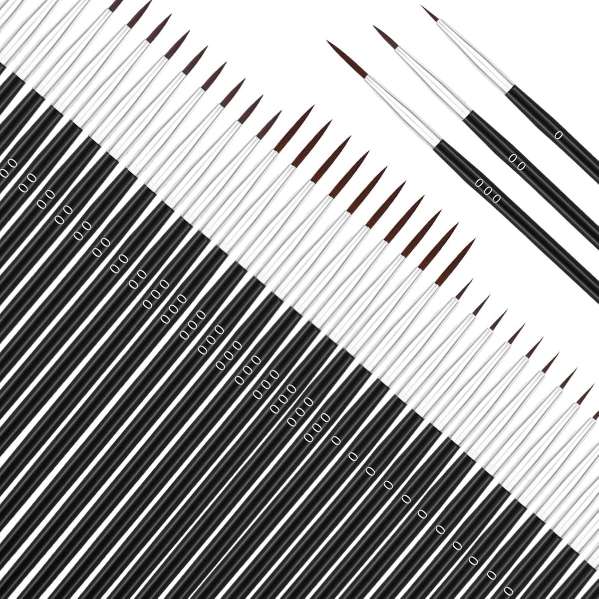 60 Stks Dunne Detail Penselen Fijne Tip Verf Borstels Set met 3 Maat #000 #00 #0 Liner Borstel voor Miniatuur 40k Model Ambachten Aquarel Acryl Olie