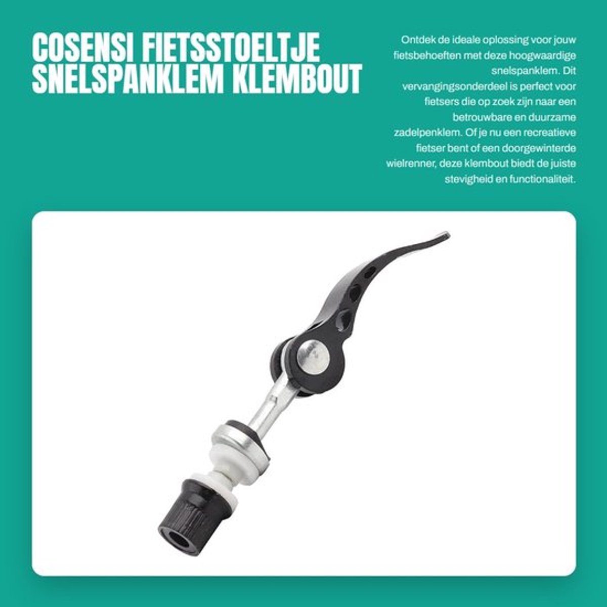 Fietsstoeltje Professionele Klem - Zadelpenklem - Aluminiumlegering - Snelsluiting - Zwart - Afmetingen 5 mm x 60 mm - Zadelklem