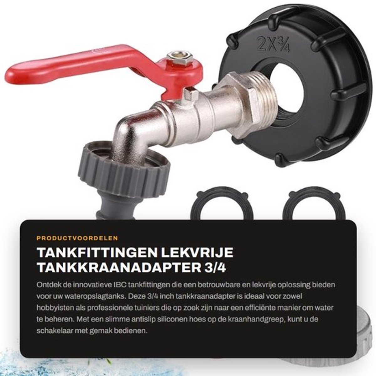 tankfittingen - Lekvrije tankkraanadapter - 3/4 inch - Wateropslagtankkraan - Tuinslangverbinder - Geschikt voor buiten - Gelegeerd s...