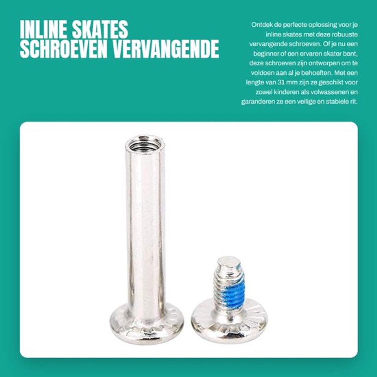 Skateschroeven set van 10 - Vervangende schroeven - Robuust en duurzaam - Voor kinderen/volwassenen - Inclusief 4 mm inbussleutels - Geschikt voor voor- en achterwiel - Rolschaatsen