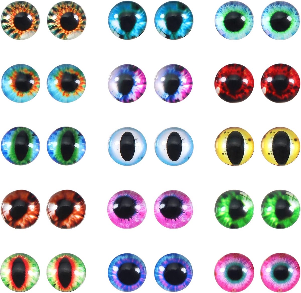 Ogen 12 mm Rond Glas Drakenogen Multicolour Cabochon Veiligheidsogen Dinosaurus Draak voor Dieren Poppen Maken | Ogen cabochons van glas, voor speelgoed accessoires pluche dier gehaakte dieren, pop marionet teddyogen